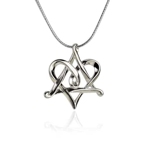 Interlaced Star of David Heart Pendant